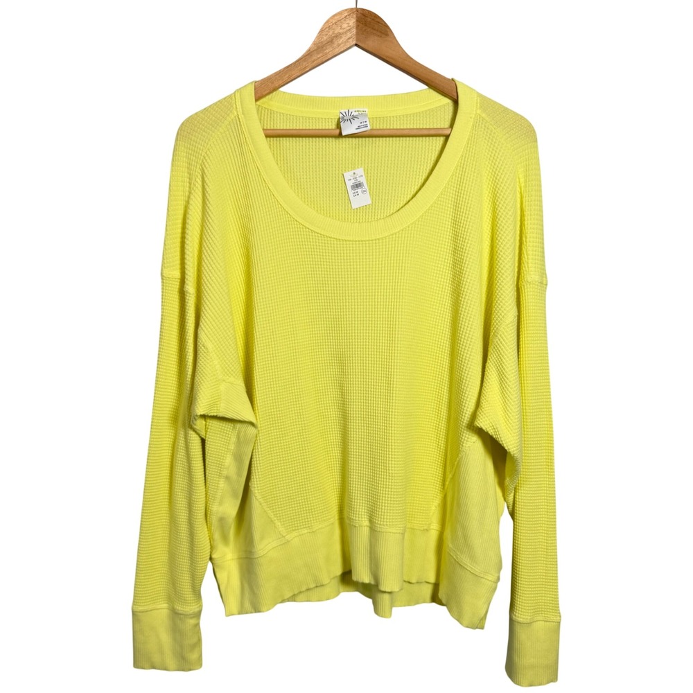 AE Offline Yellow Waffle Knit Long Sleeve Crewneck Top Size‎ M